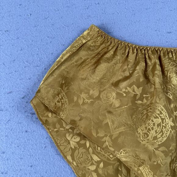 Vintage Victoria’s Secret Gold Jacquard Flutter Floral Satin Panties Shorts M‎ - Picture 3 of 16